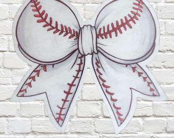 Baseball Patch Sports Patch Baseball Mom Bow Patch Red Stitching Sportsball  Iron On Fabric Patch Black and White- Choose Size