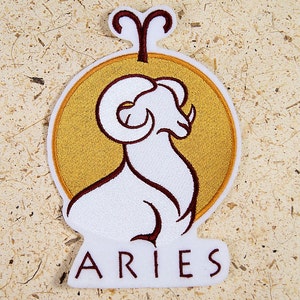 Aries - the Ram- Zodiac Iron On Embroidery Patch MTCoffinz - Choose Size