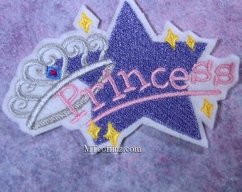 Princess Tiara Star Iron On Embroidery Patch MTCoffinz - Choose Color