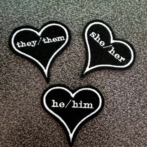 Gender They Them He Him She Her Name Tag Iron on Embroidery - Etsy