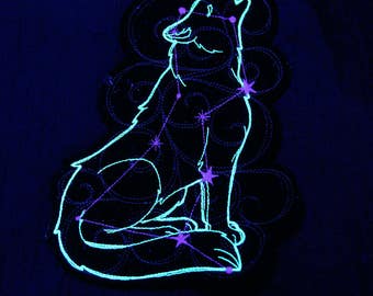 Lupus - Stellar Constellation Glow in the Dark -  Iron On Embroidery Patch MTCoffinz - Choose Size