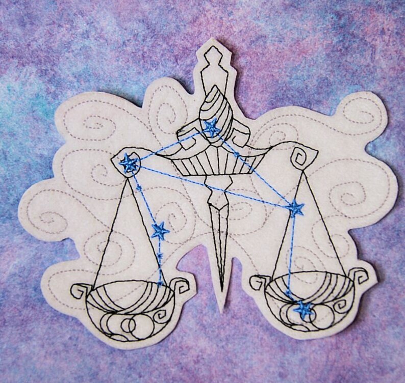 Libra the Scales Constellation Iron on Embroidery Patch Etsy