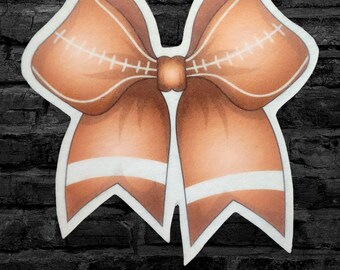 Football Bow Patch Sports Patch Football Mom Bow Patch Sportsball  Iron On Fabric Patch Brown and White - Choose Size