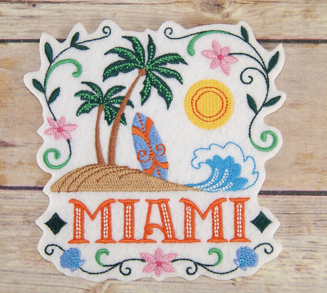 Patch Floride Miami Plage – Brodé à Repasser/Coudre, Voyage, Accessoire Vêtement
