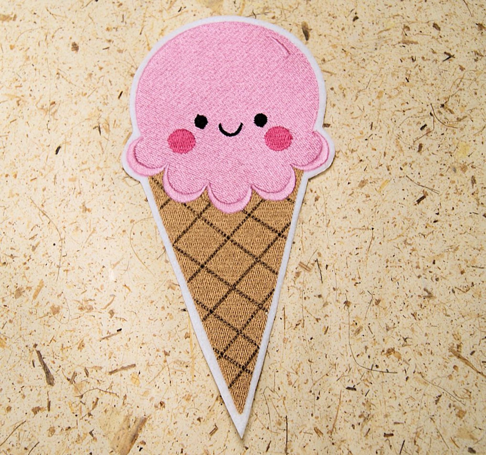 Yummy Pink Strawberry Ice Cream Cone Iron on Embroidery Patch Etsy