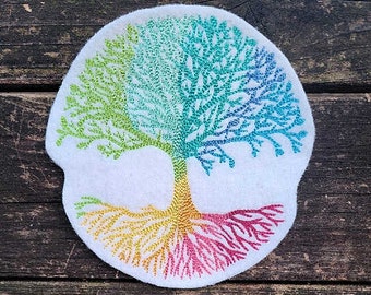 Sample SALE Rainbow Tree of Life Earth Day Green Iron On Patch Embroidered Tree Patch - Ready to Ship LAST ONE