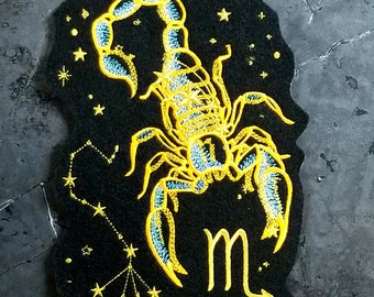 Scorpio- the Scorpion - Zodiac Constellation Iron On Embroidery Patch MTCoffinz - Choose Size