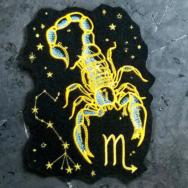 Scorpio- the Scorpion - Zodiac Constellation Iron On Embroidery Patch MTCoffinz - Choose Size