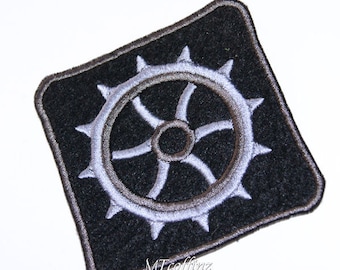 Parche bordado con plancha cuadrada SteamPunk Gear plateado MTCoffinz