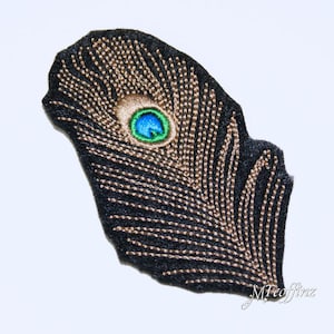 Peacock Feather Iron On Embroidery Patch MTCoffinz