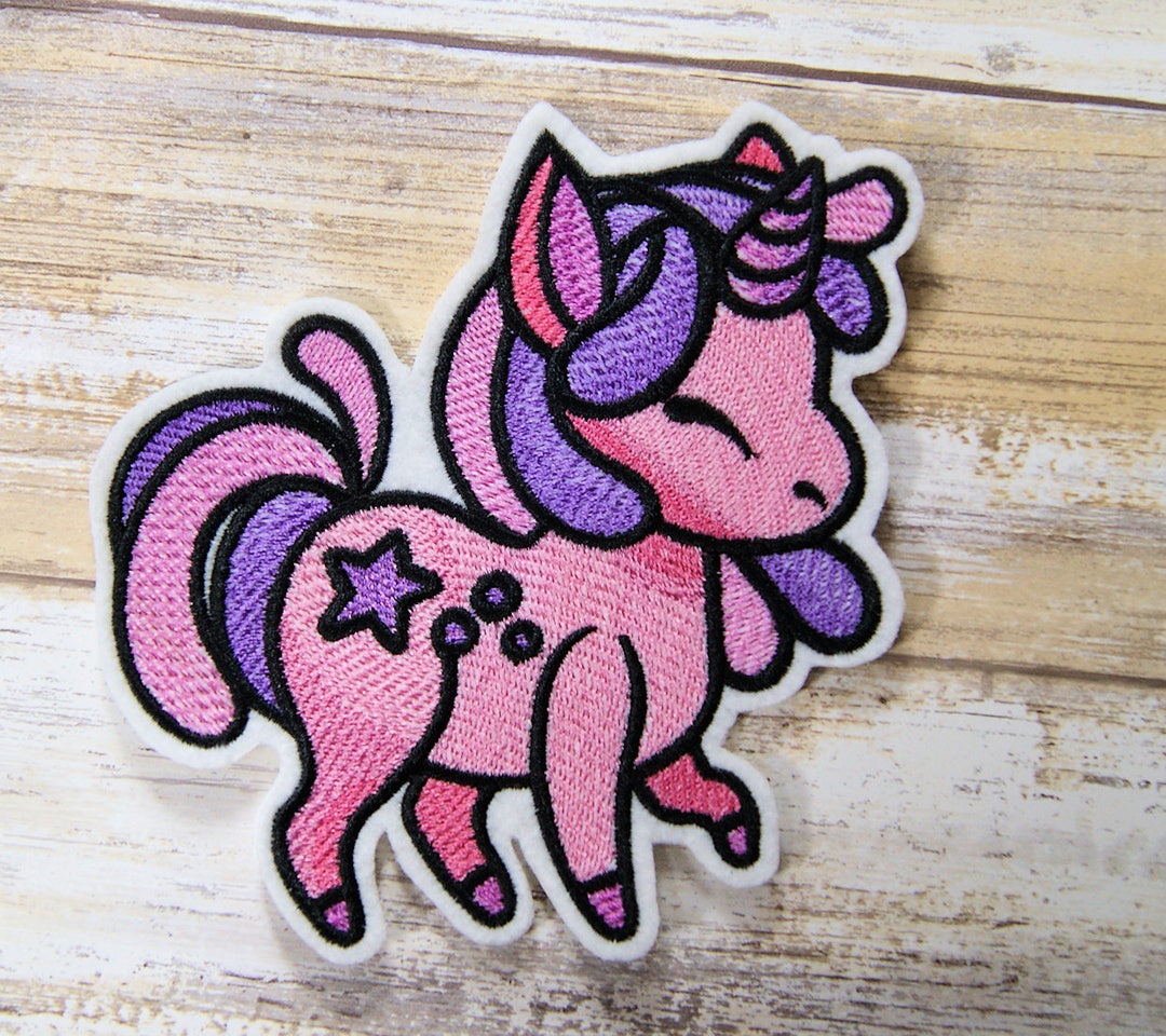 Pink Purple Baby Unicorn - Charmed Creature - Iron on Embroidery Patch ...
