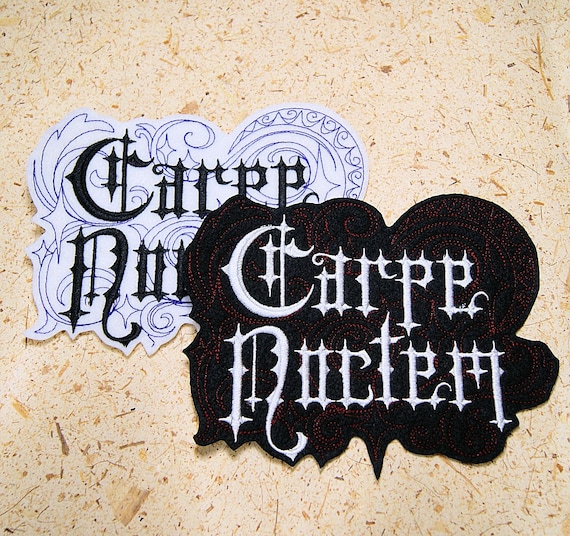Carpe Noctem (seize the Night!)- Iron on Embroidery Patch