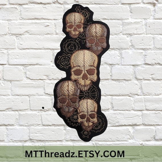 SteamPunk Skull Patch Skull Stack Patch Skull Gears Patch Iron On Embroidery Patch