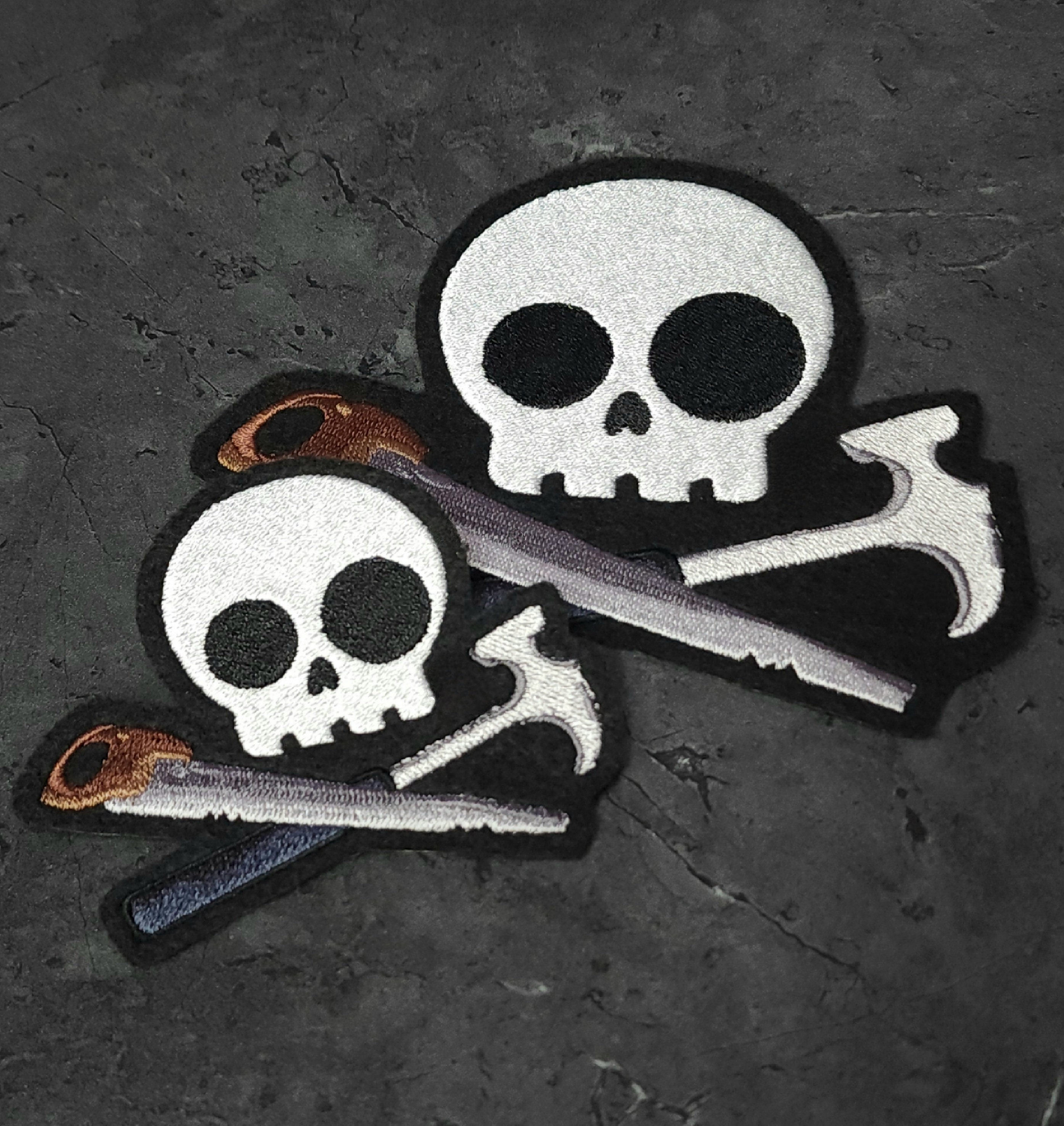 Carpenter Patch Handyman Skull and Crossbones Iron on Embroidery
