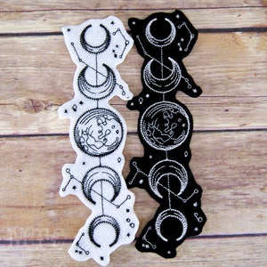 Moon Phases Vintage Celestial Iron On Embroidery Patch MTCoffinz - Choose Size / Color