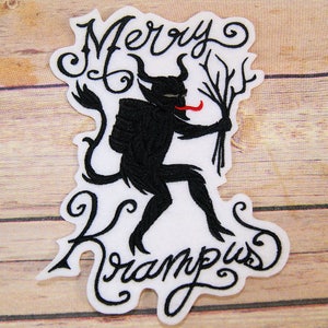 Merry Krampus - Iron On Embroidery Patch MTCoffinz - Choose Size