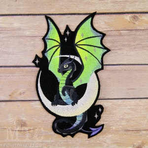 Lunar Moon Dragon Fantasy Iron On Embroidery Patch MTCoffinz - Choose Size