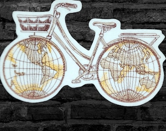 World Traveler Bike Patch Global Map Bicycle Patch Globe Map Embroidered Patch Iron on Bike Patch - Chose Size