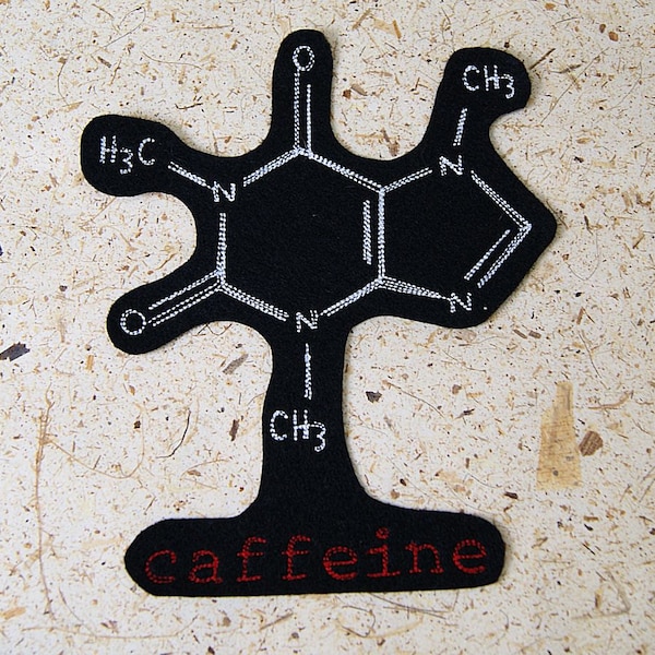 Caffeine Molecule Iron On Embroidery Patch MTCoffinz - Choose Size