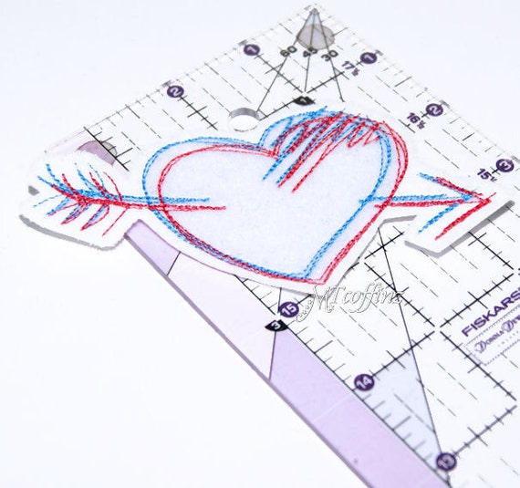 3D Blue Red Cupid Heart Arrow Iron on Embroidery Patch