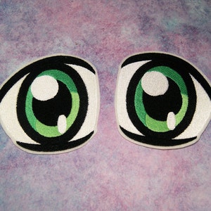 Shine Anime Cartoon Green Eyes Monster Eye Patch Iron On Embroidery Patch - Matching Pair