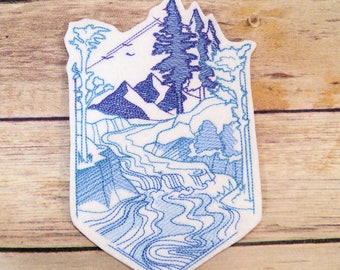 Wild Mountain Raging River Iron On Embroidery Patch MTCoffinz - Choose Size