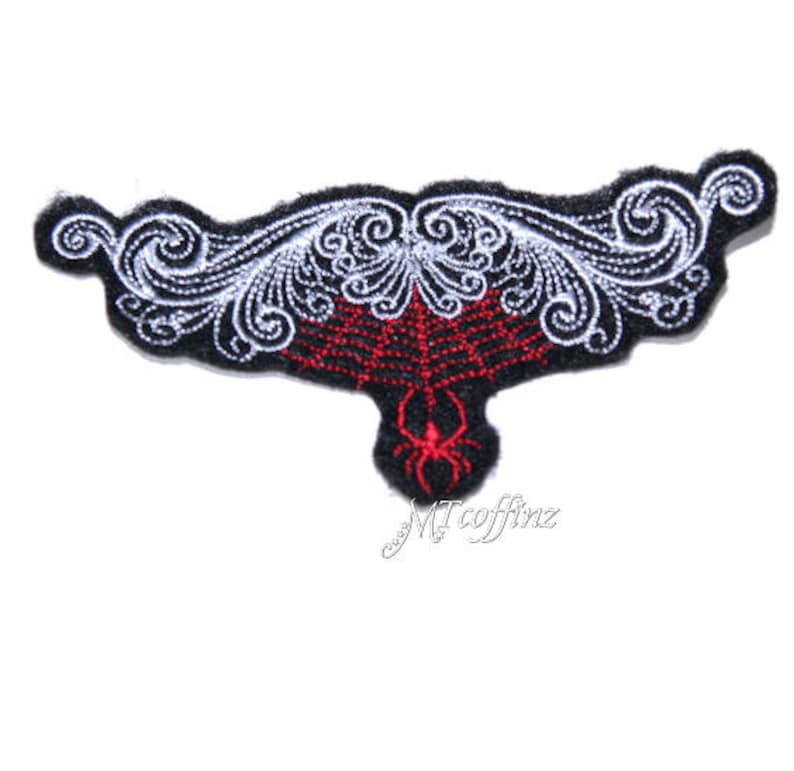 Gothic Spider Web White Lace Iron On Embroidery Patch MTCoffinz