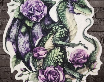 Rose Dragon Patch Green Dragon Iron On Patch Lavender Rose Dragon Patch Dragon Back Patch Iron On Dragon Wings Patch