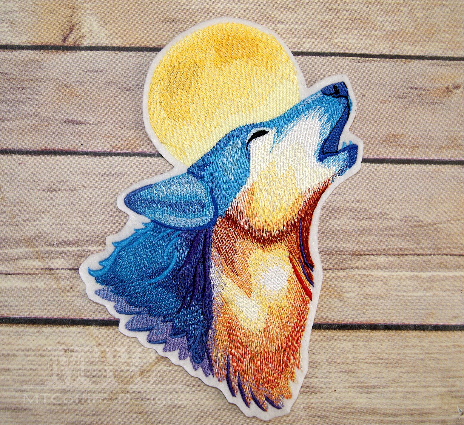 Howling Wolf Rainbow Full Moon Iron on Embroidery Patch Mtcoffinz ...