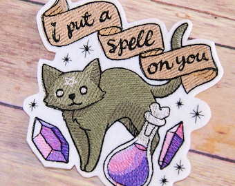 I Put a Spell on You - Spooky Cat- Iron On Embroidery Patch MTCoffinz - Choose Size