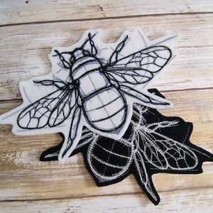 Sketchwork Honey Bee Iron On Embroidery Patch MTCoffinz - - Choose Size / Color