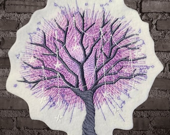 Sample SALE Mystic Tree Patch Purple Tree Starlight Iron On Patch Lavender Tree Patch Giant Back Patch Wiccan - Ready to Ship LAST ONE