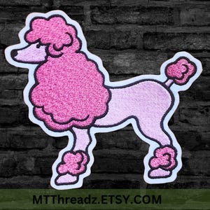 Retro Pink Poodle Patch Poodle Skirt Applique Iron On Embroidery Patch French Poodle Patch- - Choose Size
