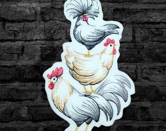 Chicken Patch, Chicken Stack Iron On Patch Homestead Farm life Patch Backyard Flock Iron On Embroidery Patch - Choose Color / Size