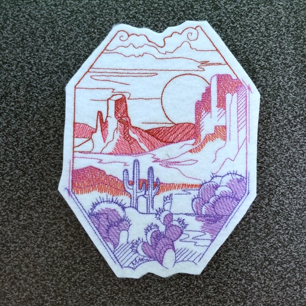 Southwest Desert Window Scene Iron On Embroidery Patch MTCoffinz - Choose Size