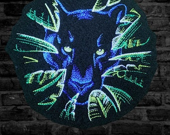 Black Panther Patch Tropical Panther Embroidery Patch Big Cat Jungle Embroidery Leaf Crest - Iron On Embroidery Patch | Choose Size
