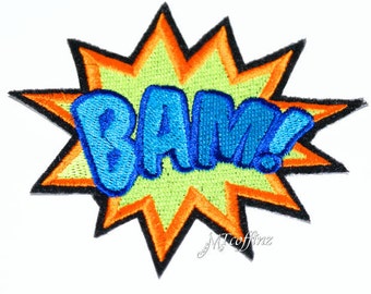 Neon BAM Comic Book Words Iron On Embroidery Patch MTCoffinz