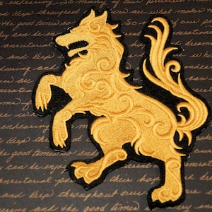 Gilded Wolf- Royal Heraldry Iron On Embroidery Patch MTCoffinz - Choose Size