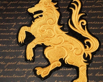 Gilded Wolf- Royal Heraldry Iron On Embroidery Patch MTCoffinz - Choose Size