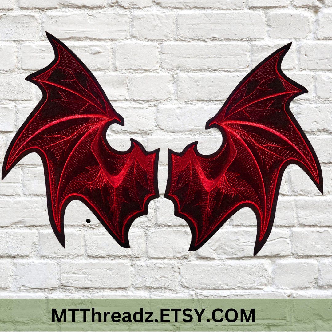 Red Demon Devil Wings Patch Mirror Wings Back Patch Iron on