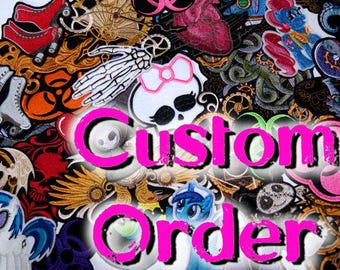 3 CUSTOM Pink Strawberry Ice Cream Floral Waffle Cone - Iron On Embroidery Patch - Reserved for ChickPaw