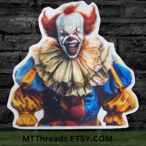 Evil Clown Patch Iron On Demon Clown Patch Scary Clown Patch Fabric Horror Patch - Iron On Patch - Choose Size