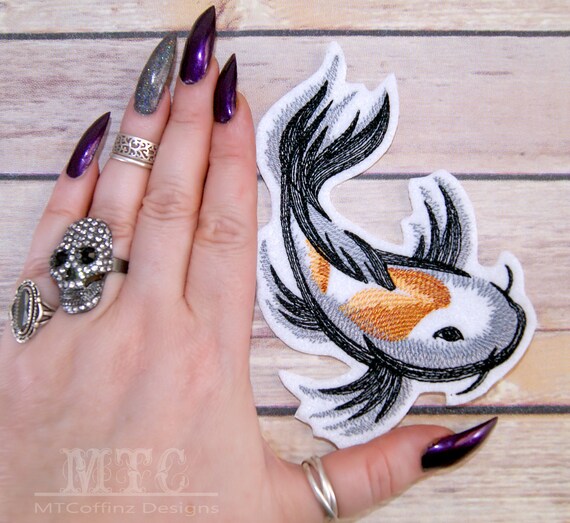 Brushstroke Baby Koi- Iron on Embroidery Patch Mtcoffinz