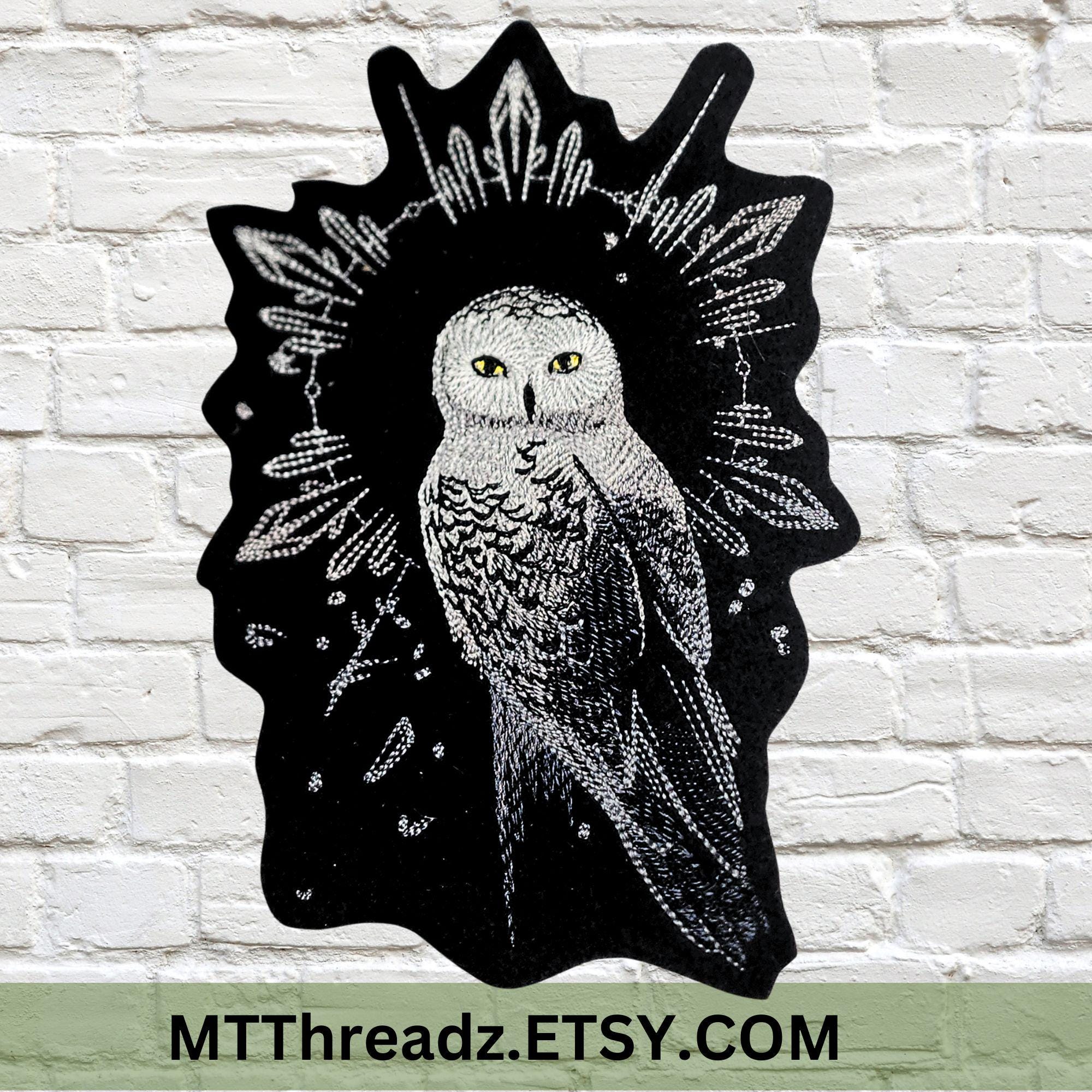 Winter Owl Patch Snowflake Owl Patch Majestic Snow Owl Iron On Embroidery Patch - Choose Size