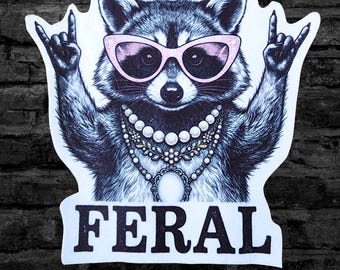 Feral Fancy Raccoon Patch -  Iron On Fabric Patch
