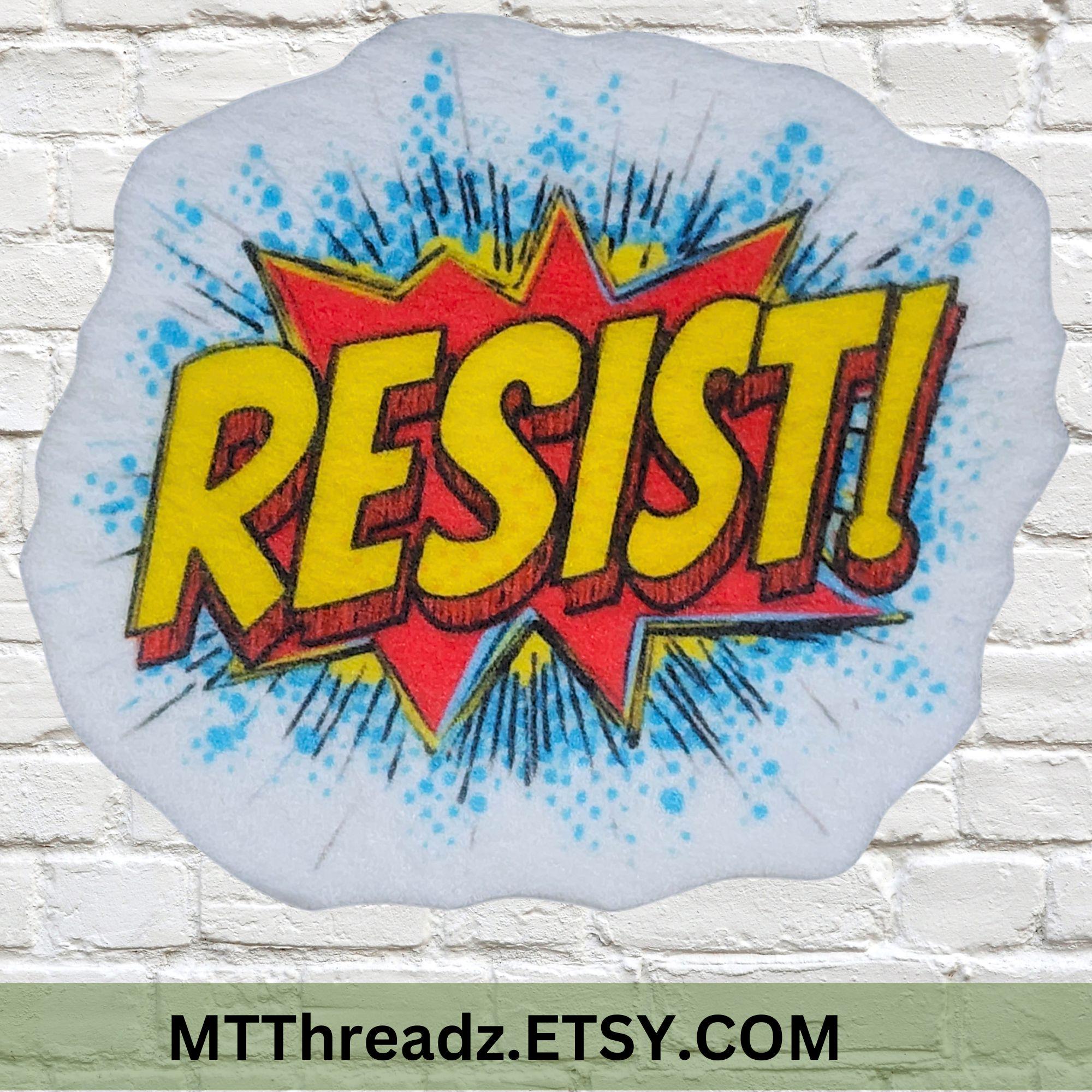 RESIST Comic Book Patch Red Gold Anime RESIST! Text Explosion Comic ...