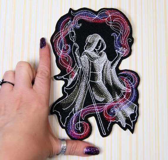 Mage Wizard -midnight Magic Iron on Embroidery Patch
