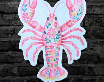 Pink Floral Lobster Pink Girly Summer - Iron On Fabric Patch - Choose Size