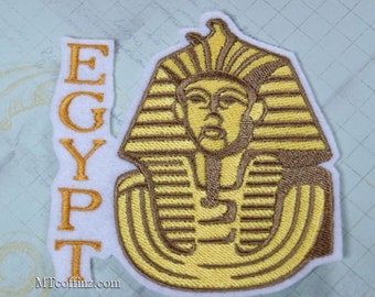 Egypt King Tut Gold Iron On Embroidery Patch MTCoffinz