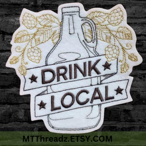Beer Patch Micro Brewery Patch Drink Local Beer Bottle Iron Hops Patch On Embroidery Patch  - Choose Size